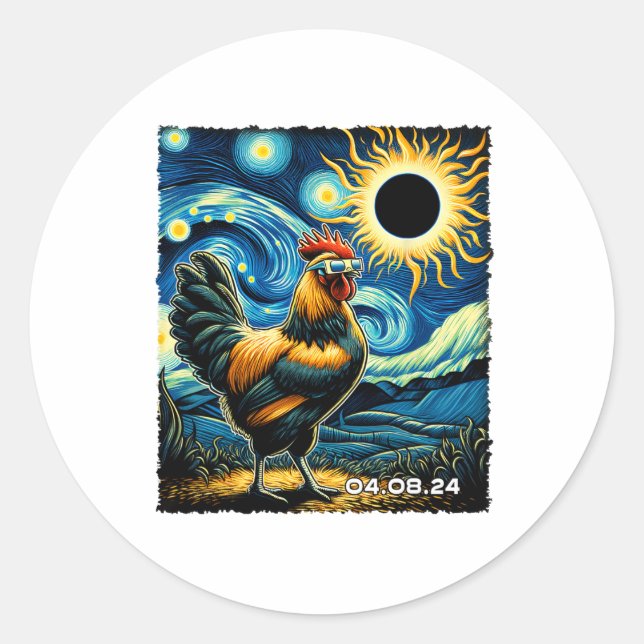 Pegatina Redonda Pollos divertidos y divertidos solares (Anverso)