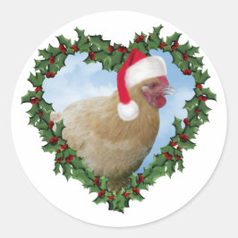 Pegatina Redonda Pollos navidades * Buff Orpington