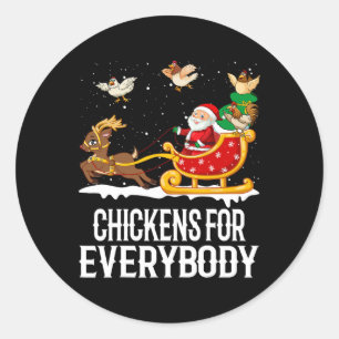Pegatina Redonda Pollos Para Todos Los Navidades Divertidos Pollos