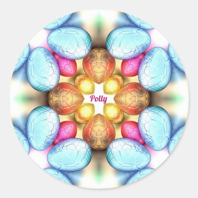 Pegatina Redonda ¡POLLY FÁCIL! Huevos de bonito para dar Pascua ~ (Anverso)