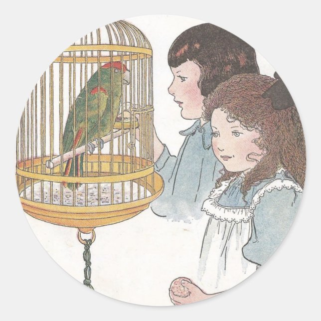 Pegatina Redonda Polly the Parrot (Anverso)