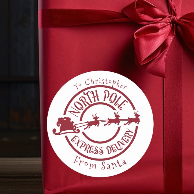 Pegatina Redonda Polo Norte de Santa Estampilla Express (Subido por el creador)