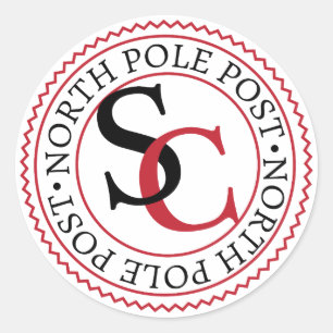 Pegatina Redonda Polo Norte Post Santa Claus