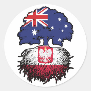 Pegatina Redonda Polonia Bandera de raíces polacas australianas de