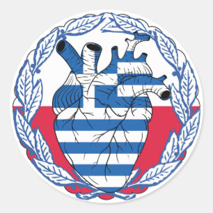 Pegatina Redonda Polonia Polonia Independencia griega Grecia