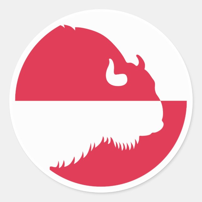 Pegatina Redonda Polonia Wisent Zubr Bandera nacional animal polaca (Anverso)