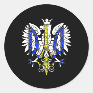 Pegatina Redonda Polonia y Ucrania Patrimonio polaco ucraniano Águi
