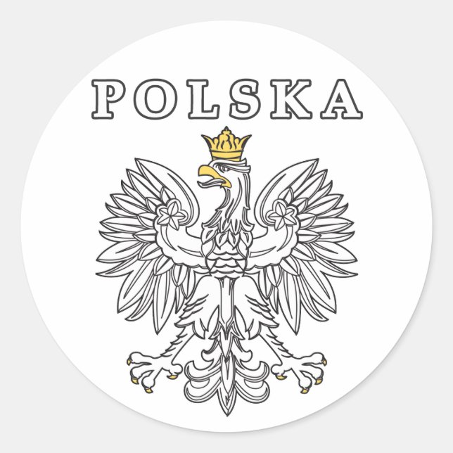 Pegatina Redonda Polska con águila polaca (Anverso)