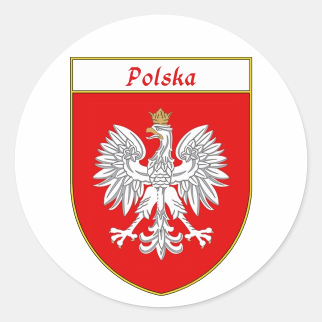 Pegatina Redonda Polska Eagle Shield (Anverso)