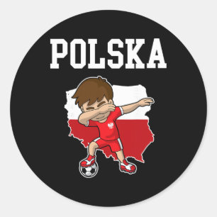 Pegatina Redonda Polska Fútbol Polonia Polaco Dabbing Fútbol