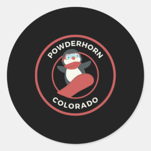 Pegatina Redonda Polvo Colorado Snowboarding Penguin Snowboard