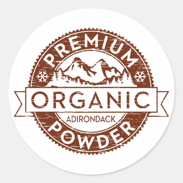 Pegatina Redonda Polvo de Adirondack Orgánico Premium (Anverso)