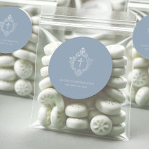 Polvo de confirmación azul polvoriento con cruz re