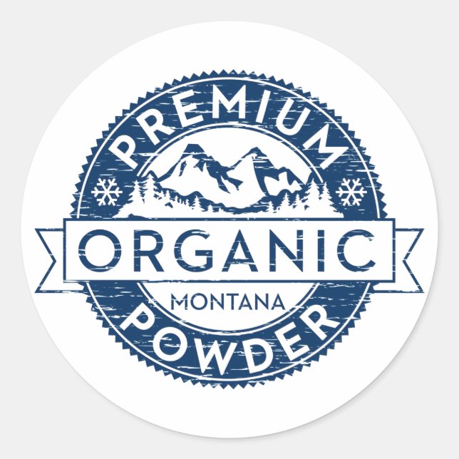 Pegatina Redonda Polvo de Montana Orgánica Premium (Anverso)