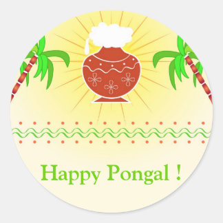 Pegatina Redonda Polvo de pongal y caña de azúcar