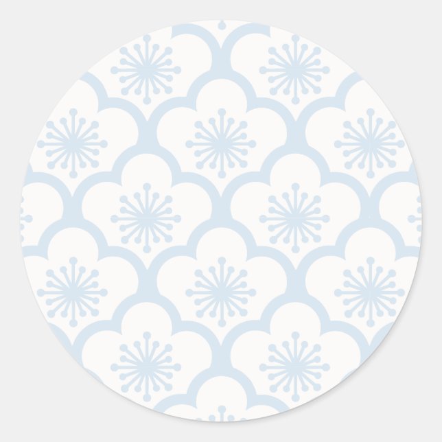 Pegatina Redonda Polvo de Sakura Suave Azul - Neutral (Anverso)