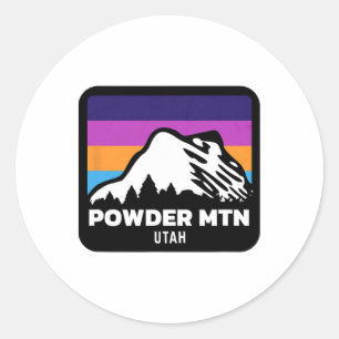 Pegatina Redonda Polvo Montaña Utah Esquí Snowboard Familia Sk
