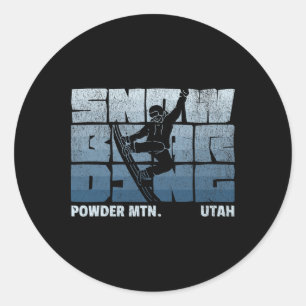 Pegatina Redonda Polvo Montaña Utah Snowboarding Resort Vintage S