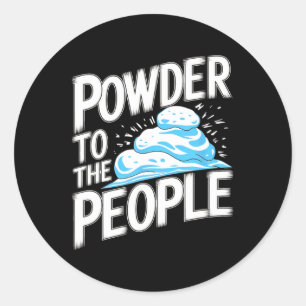 Pegatina Redonda Polvo Para La Gente - Snowboard Deportes De Invier