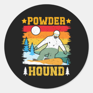 Pegatina Redonda Polvo Snowboarder hound Gracioso Snowboarding Kids