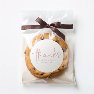 Pegatina Redonda Polvoriento Favor De Ducha Mínima Rosa Y Blanca