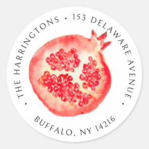 Pegatina Redonda Pomegranate Elegant Return Address