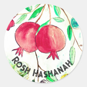Pegatina Redonda Pomegranate Rosh Hashanah Fruit Shana Tova