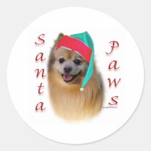Pegatina Redonda Pomerania Santa Paws