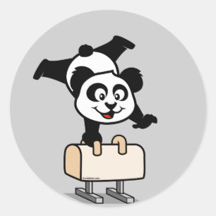 Pegatina Redonda Pommel Horse Panda