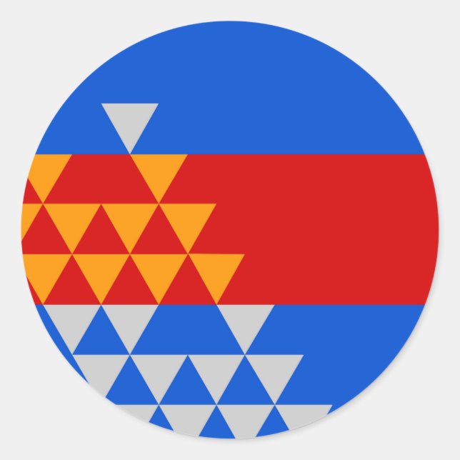 Pegatina Redonda Pomo Bandera india símbolo étnico estadounidense n (Anverso)