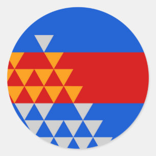 Pegatina Redonda Pomo símbolo étnico de la bandera india, americano