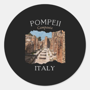 Pegatina Redonda Pompeya Italia Recuerdo Turístico Europa Vacacione