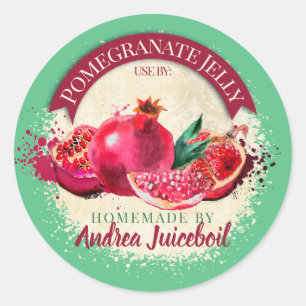 Pegatina Redonda Poms fruta granada cerda personalizada