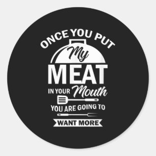 Pegatina Redonda Pon Mi Carne En Tu Boca Graciosa Grilling Bbq Barb
