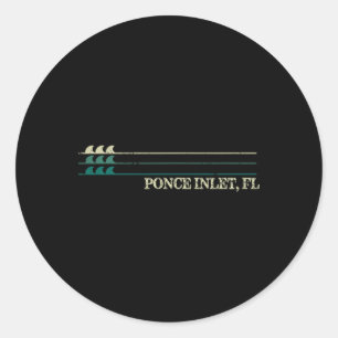 Pegatina Redonda Ponce Inlet Florida rompe surf retro ola