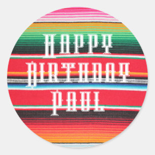 Pegatina Redonda poncho mexicano personalizado serape  