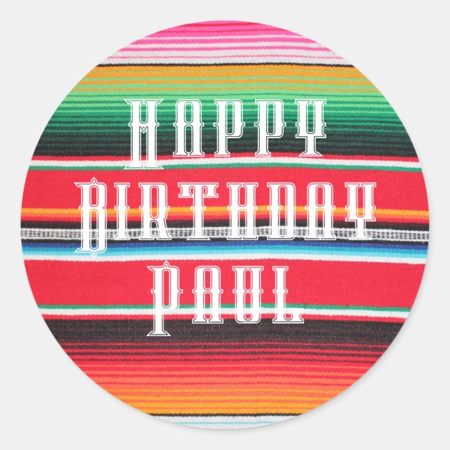 Pegatina Redonda poncho mexicano personalizado serape   (Anverso)