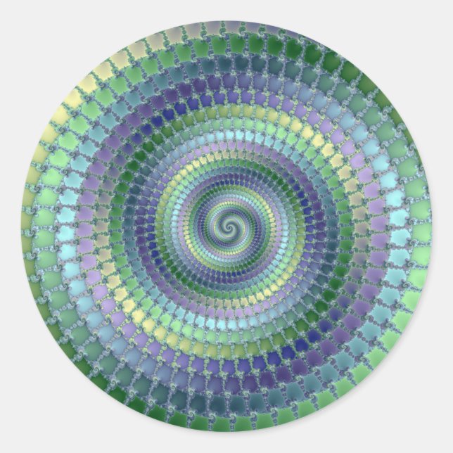 Pegatina Redonda Ponderación - Fractal (Anverso)