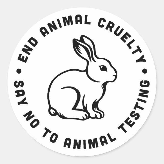 Pegatina Redonda Poner fin a la crueldad contra los experimentos co (Anverso)