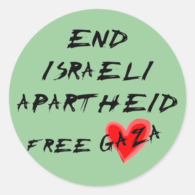 Pegatina Redonda Poner fin al Apartheid israelí en Gaza (Anverso)