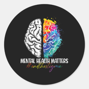 Pegatina Redonda Poner Fin Al Estigma De La Salud Mental S Concienc