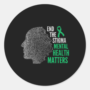 Pegatina Redonda Poner Fin Al Estigma De Salud Mental Consciente De