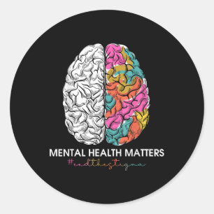 Pegatina Redonda Poner Fin Al Estigma De Salud Mental Consciente De