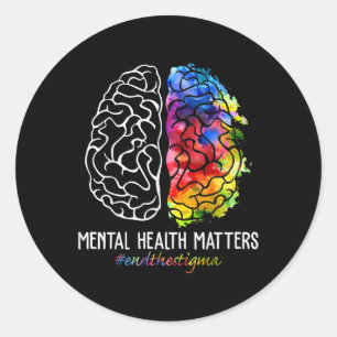 Pegatina Redonda Poner Fin Al Estigma De Salud Mental Consciente De