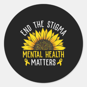 Pegatina Redonda Poner Fin Al Estigma De Salud Mental S Conciencia 