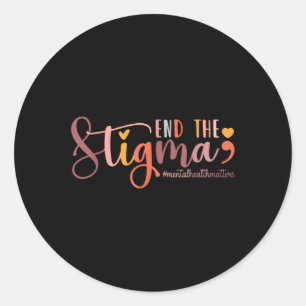 Pegatina Redonda Poner Fin Al Estigma De Salud Mental S Semicolón D