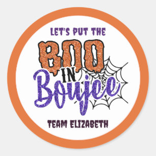 Pegatina Redonda Pongamos el Boo en Boujee Halloween Bachelorette