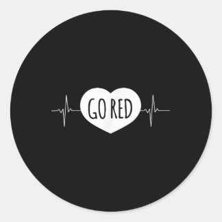Pegatina Redonda Pónganse rojos - Conciencia del mes del corazón de
