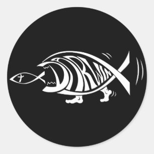 Pegatina Redonda Poniendo el triunfo en Darwin (por