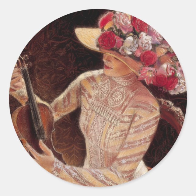 Pegatina Redonda "Poniéndose en sintonía" por Sue Halstenberg (Anverso)